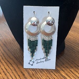 Silver and Malachite Earrings